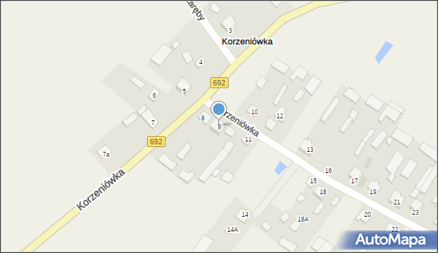 Korzeniówka, Korzeniówka, 9, mapa Korzeniówka