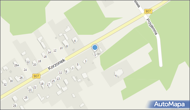 Korzonek, Korzonek, 1, mapa Korzonek
