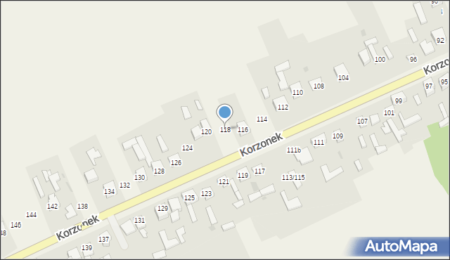 Korzonek, Korzonek, 118, mapa Korzonek