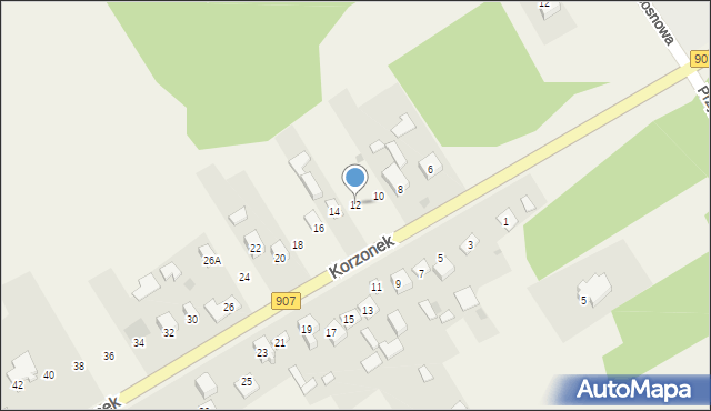 Korzonek, Korzonek, 12, mapa Korzonek