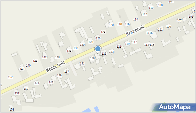 Korzonek, Korzonek, 127, mapa Korzonek