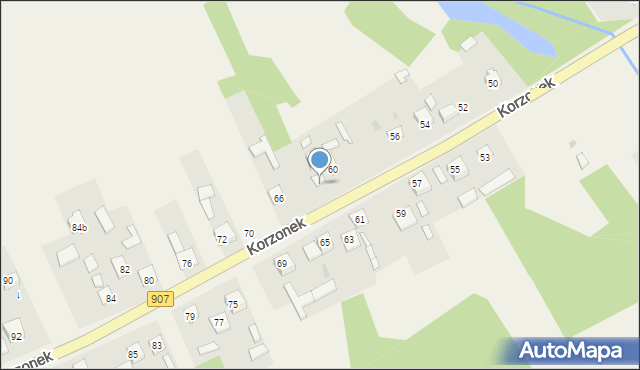 Korzonek, Korzonek, 62, mapa Korzonek