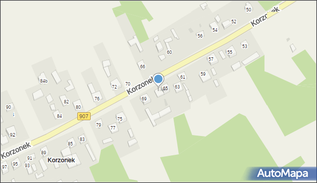 Korzonek, Korzonek, 67, mapa Korzonek