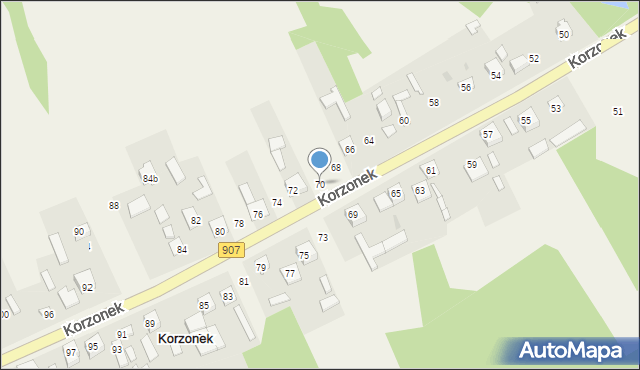 Korzonek, Korzonek, 70, mapa Korzonek