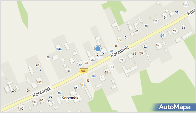 Korzonek, Korzonek, 74, mapa Korzonek