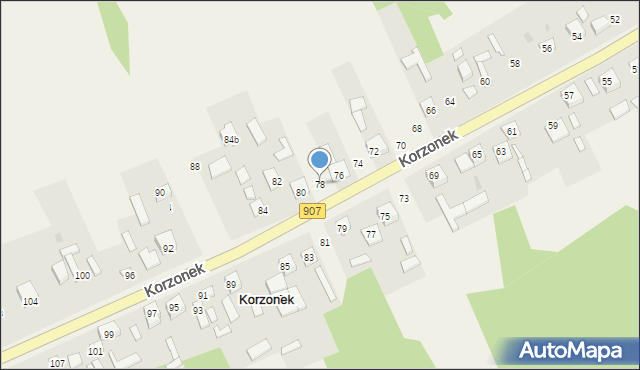 Korzonek, Korzonek, 78, mapa Korzonek
