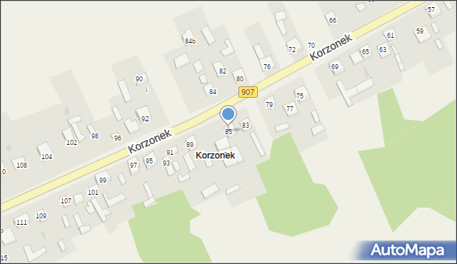 Korzonek, Korzonek, 85, mapa Korzonek