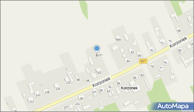 Korzonek, Korzonek, 90, mapa Korzonek