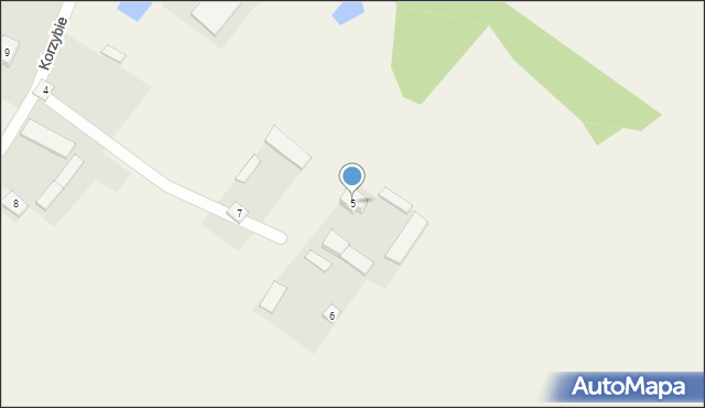 Korzybie, Korzybie, 5, mapa Korzybie