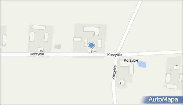 Korzybie, Korzybie, 9, mapa Korzybie
