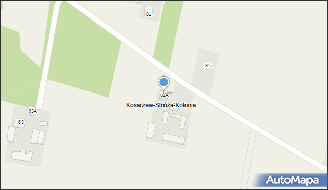 Kosarzew-Stróża, Kosarzew-Stróża, 62A, mapa Kosarzew-Stróża