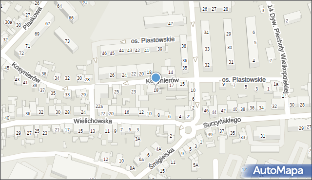 Kościan, Kosynierów, 19, mapa Kościan