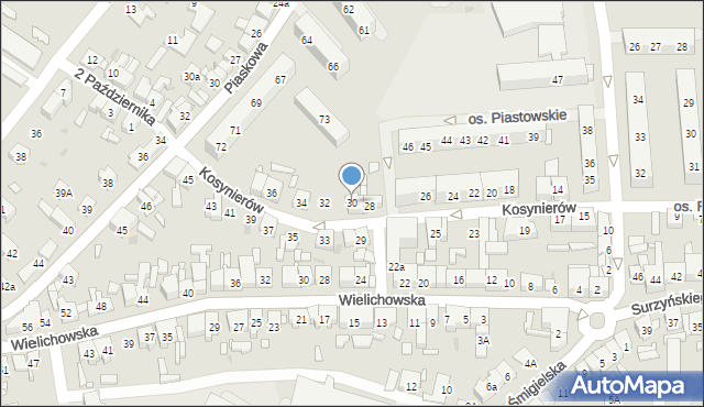 Kościan, Kosynierów, 30, mapa Kościan