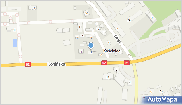 Kościelec, Konińska, 3, mapa Kościelec