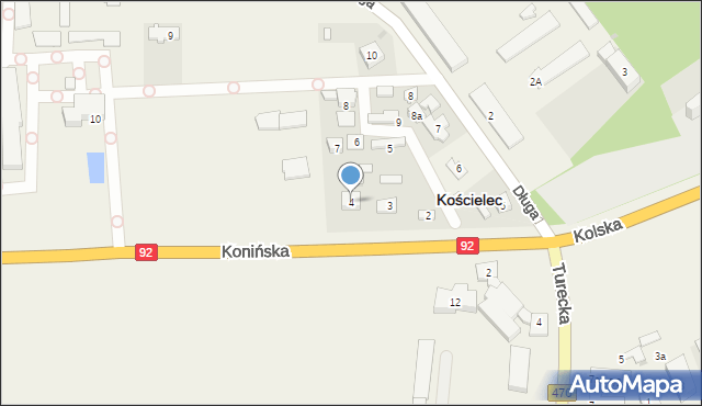 Kościelec, Konińska, 4, mapa Kościelec