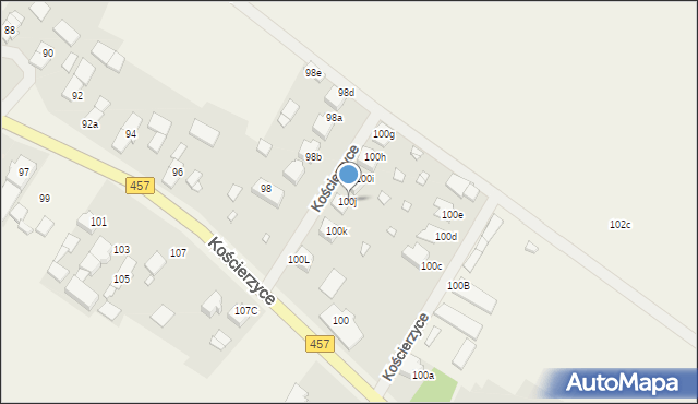 Kościerzyce, Kościerzyce, 100j, mapa Kościerzyce