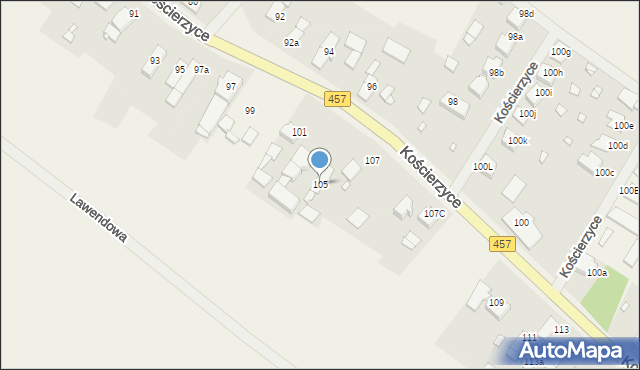 Kościerzyce, Kościerzyce, 105, mapa Kościerzyce