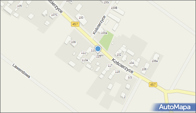 Kościerzyce, Kościerzyce, 115, mapa Kościerzyce