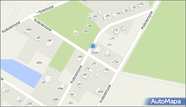 Kościerzyce, Kościerzyce, 172, mapa Kościerzyce