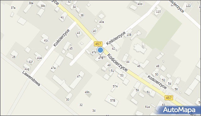 Kościerzyce, Kościerzyce, 47E, mapa Kościerzyce