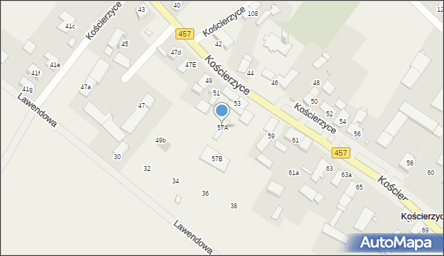 Kościerzyce, Kościerzyce, 57A, mapa Kościerzyce