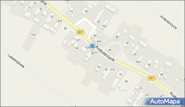 Kościerzyce, Kościerzyce, 91, mapa Kościerzyce