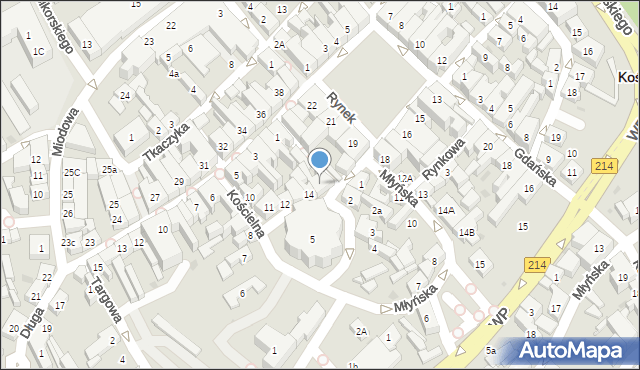 Kościerzyna, Kościelna, 15, mapa Kościerzyna