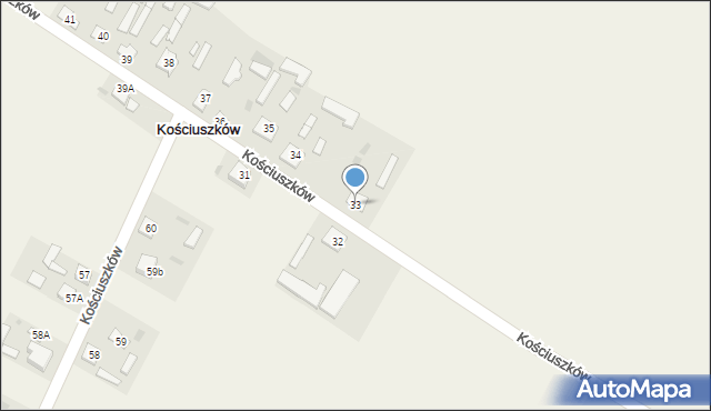 Kościuszków, Kościuszków, 33, mapa Kościuszków