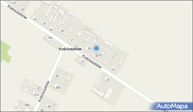Kościuszków, Kościuszków, 34, mapa Kościuszków