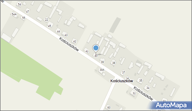 Kościuszków, Kościuszków, 40, mapa Kościuszków