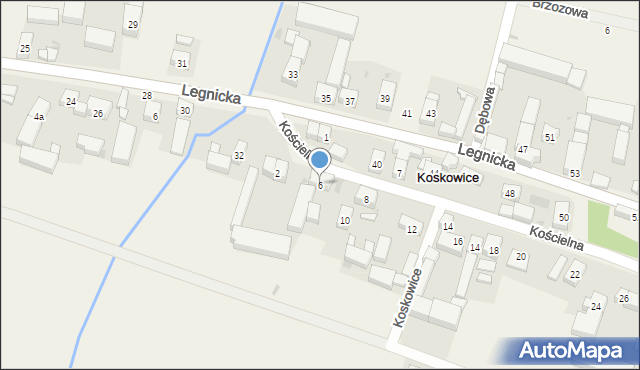 Koskowice, Kościelna, 6, mapa Koskowice