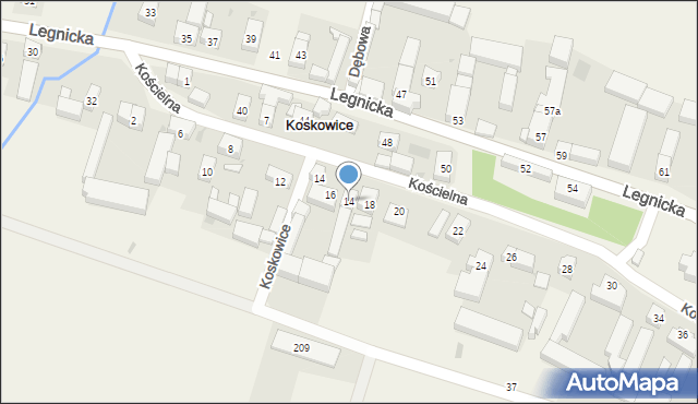 Koskowice, Koskowice, 14, mapa Koskowice