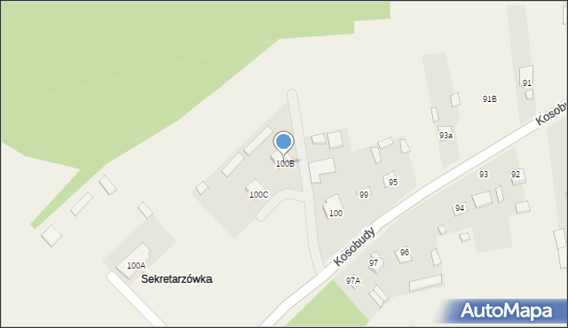 Kosobudy, Kosobudy, 100B, mapa Kosobudy