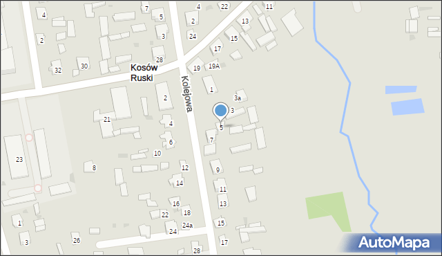 Kosów Lacki, Kolejowa, 5, mapa Kosów Lacki