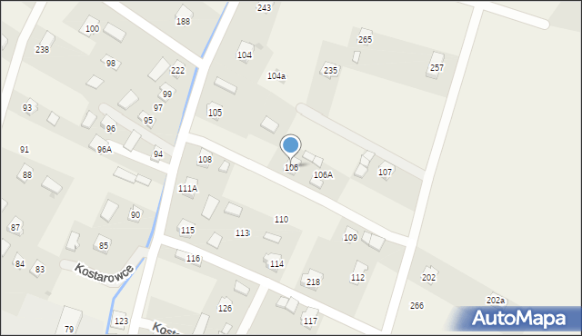 Kostarowce, Kostarowce, 106, mapa Kostarowce