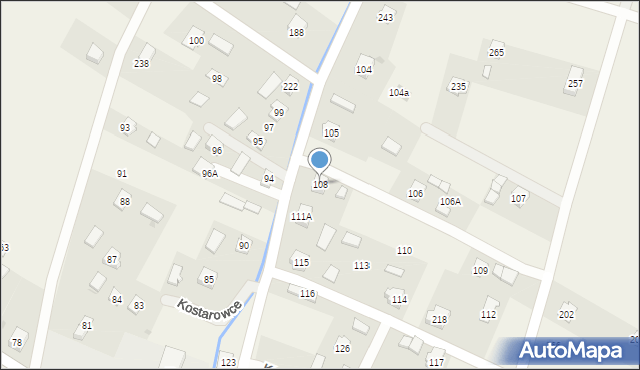 Kostarowce, Kostarowce, 108, mapa Kostarowce