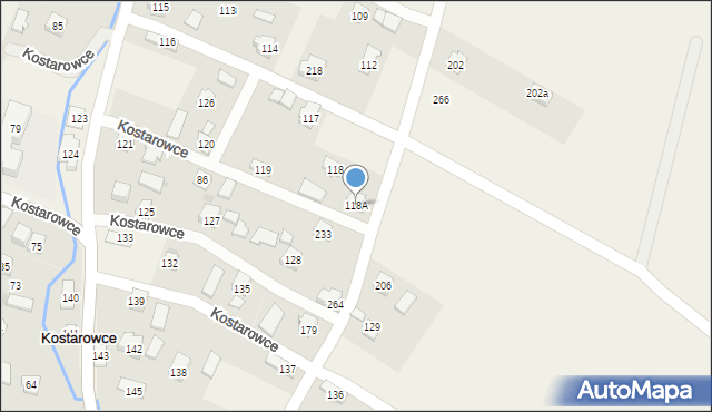 Kostarowce, Kostarowce, 118A, mapa Kostarowce