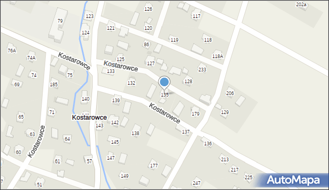 Kostarowce, Kostarowce, 135, mapa Kostarowce