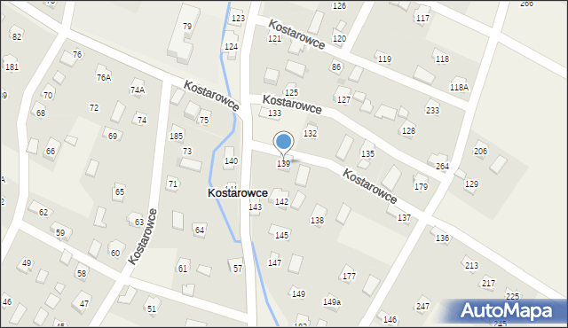Kostarowce, Kostarowce, 139, mapa Kostarowce