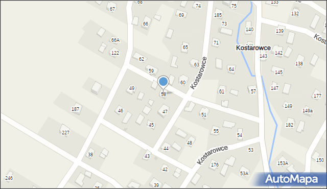Kostarowce, Kostarowce, 58, mapa Kostarowce