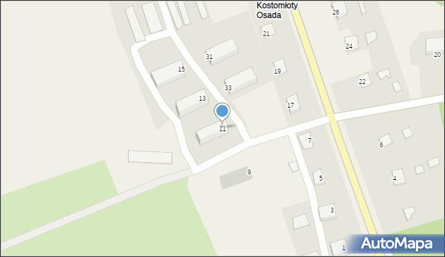 Kostomłoty Osada, Kostomłoty Osada, 11, mapa Kostomłoty Osada