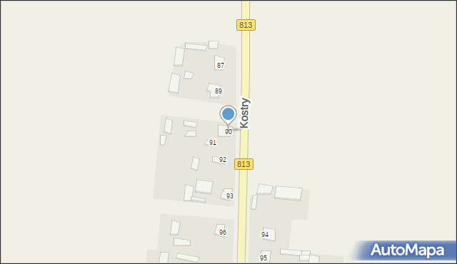 Kostry, Kostry, 90, mapa Kostry