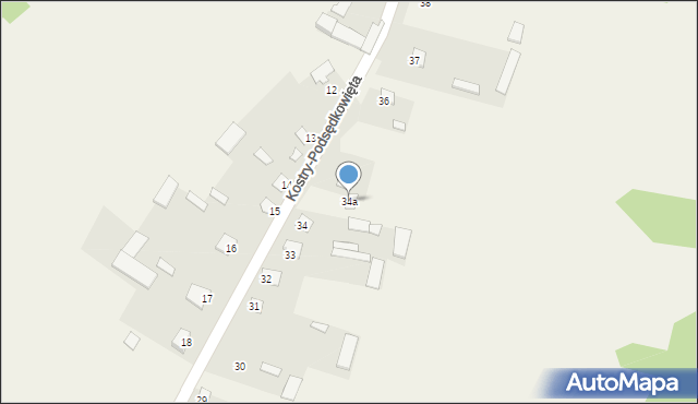 Kostry-Podsędkowięta, Kostry-Podsędkowięta, 34a, mapa Kostry-Podsędkowięta
