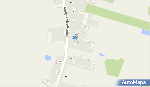 Kostry-Podsędkowięta, Kostry-Podsędkowięta, 40, mapa Kostry-Podsędkowięta
