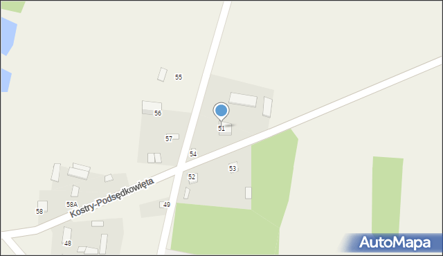Kostry-Podsędkowięta, Kostry-Podsędkowięta, 51, mapa Kostry-Podsędkowięta