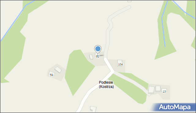 Kostrza, Kostrza, 81, mapa Kostrza