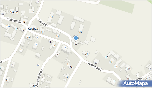 Kostrza, Kościuszki Tadeusza, gen., 22, mapa Kostrza