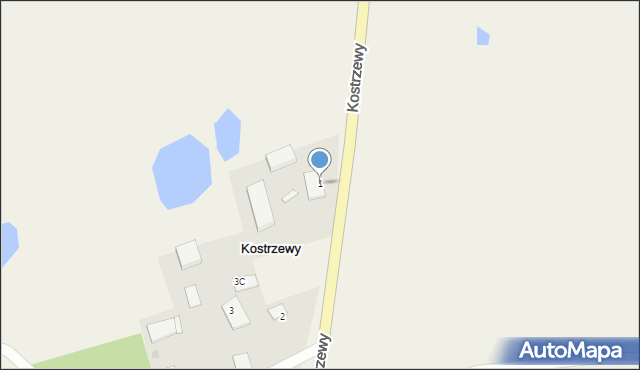 Kostrzewy, Kostrzewy, 1, mapa Kostrzewy