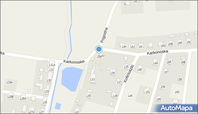 Kostrzyca, Kościuszki Tadeusza, gen., 134, mapa Kostrzyca