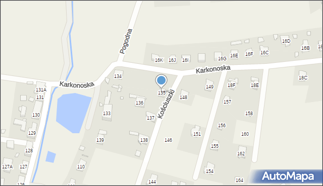 Kostrzyca, Kościuszki Tadeusza, gen., 135, mapa Kostrzyca